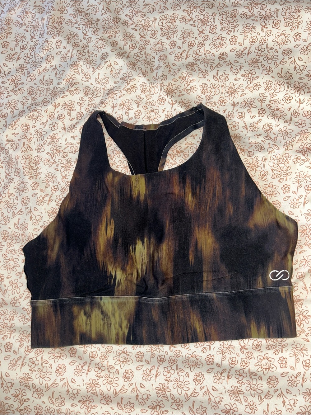 CALIA by Carrie Underwood Black & Olive Tie-Dye Racerback Sports Bra
